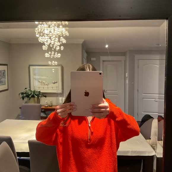 Aerie Orange Knit Sweater, Size Small - Picture 1 of 5